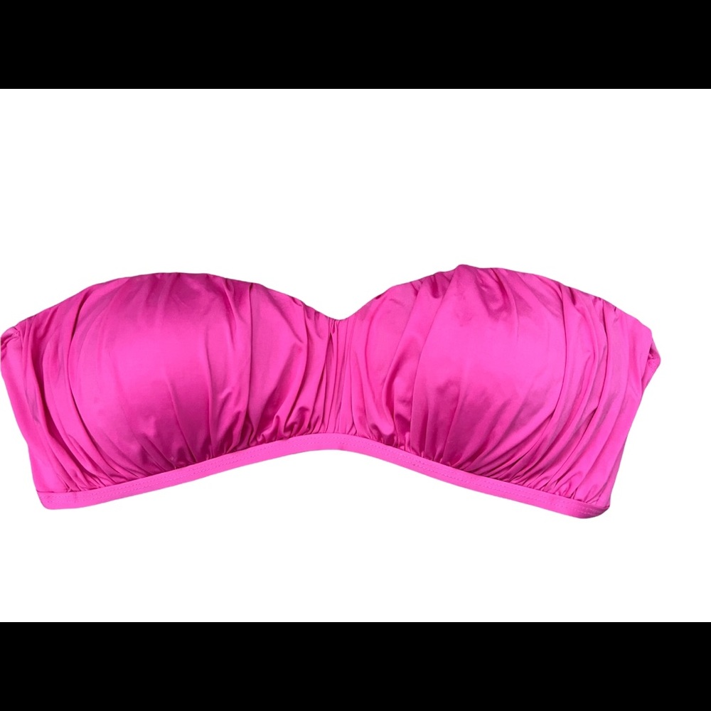 Shiny hot pink bandeau bikini top XL
